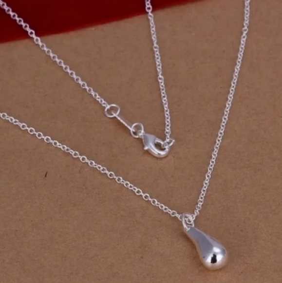 925 Sterling Silver Waterdrop Jewelry Set Bracelet Necklace Earrings Ring - Picture 8 of 16